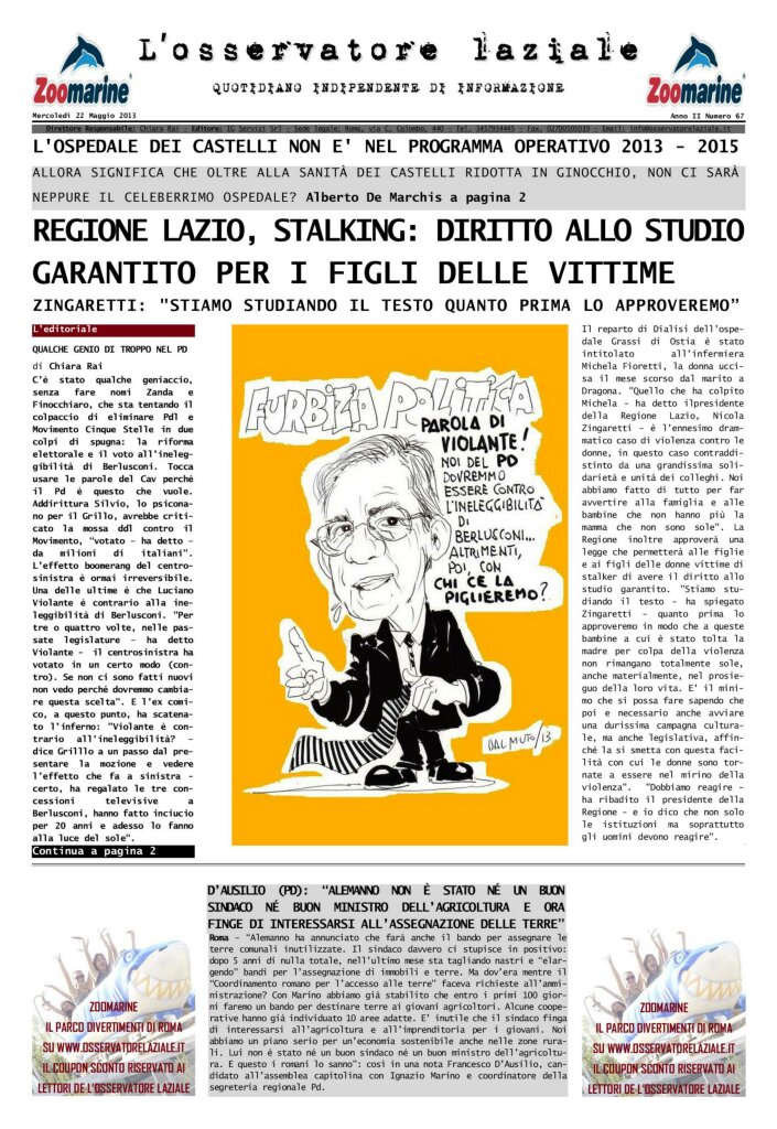 L'osservatore d'Italia edizione del 22 Maggio 2013